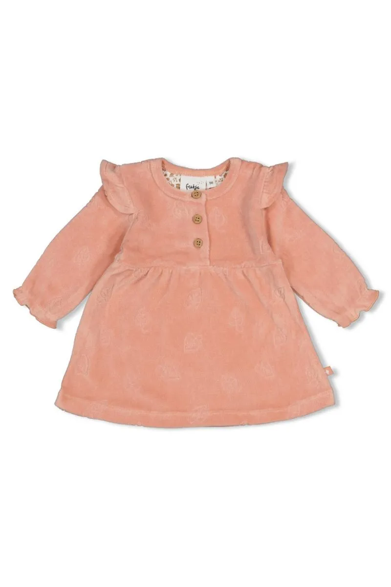 Feetje jurk Velours Fall In Love, roze kinderjurk van velours